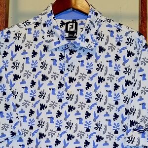 FootJoy Blue and Black Patterned Polo Shirt